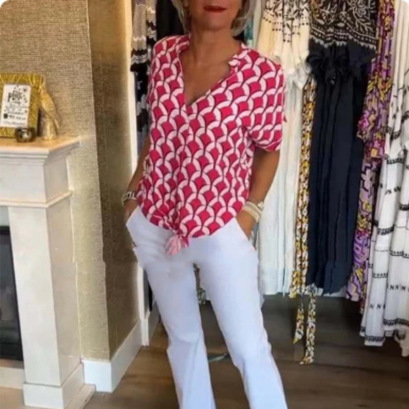 ChicVibe V-Neck Printed Top