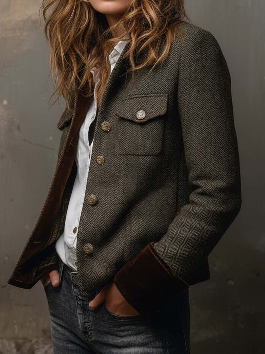 Groovy Collared Long Sleeve Outerwear
