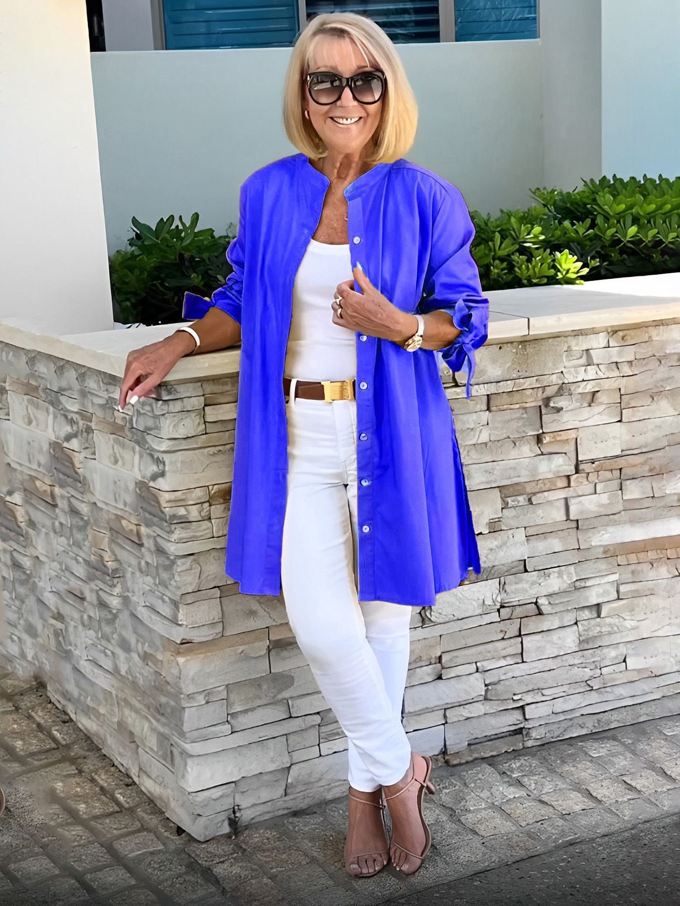 Women's Fashion Solid Color Cotton Shirt Needream Store