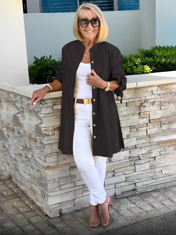 Women's Fashion Solid Color Cotton Shirt Needream Store