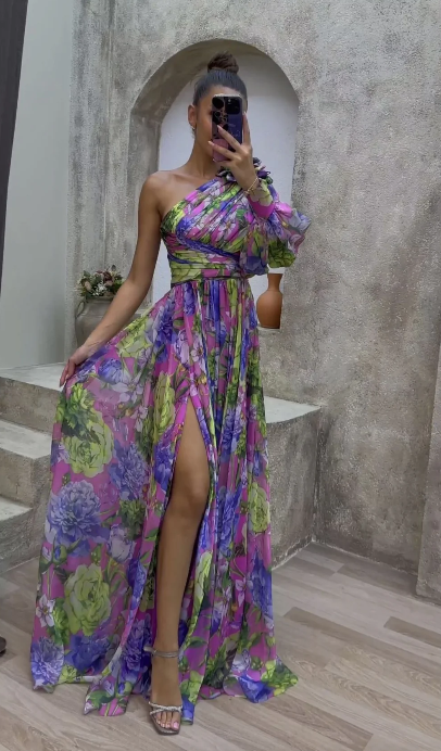 Amara One-Shoulder Floral Maxi Dress