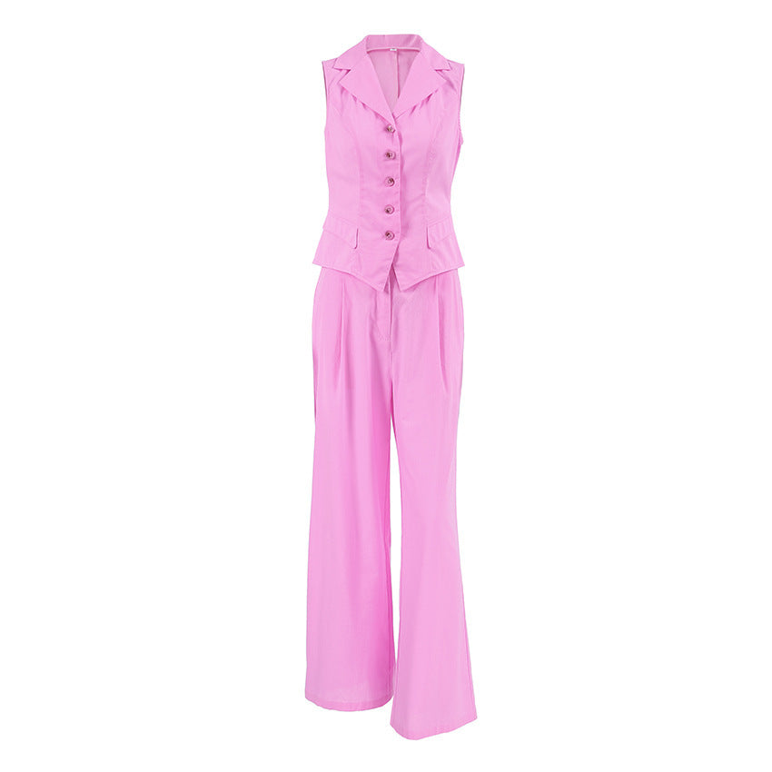 Elegant Lilac Sleeveless Trouser Suit