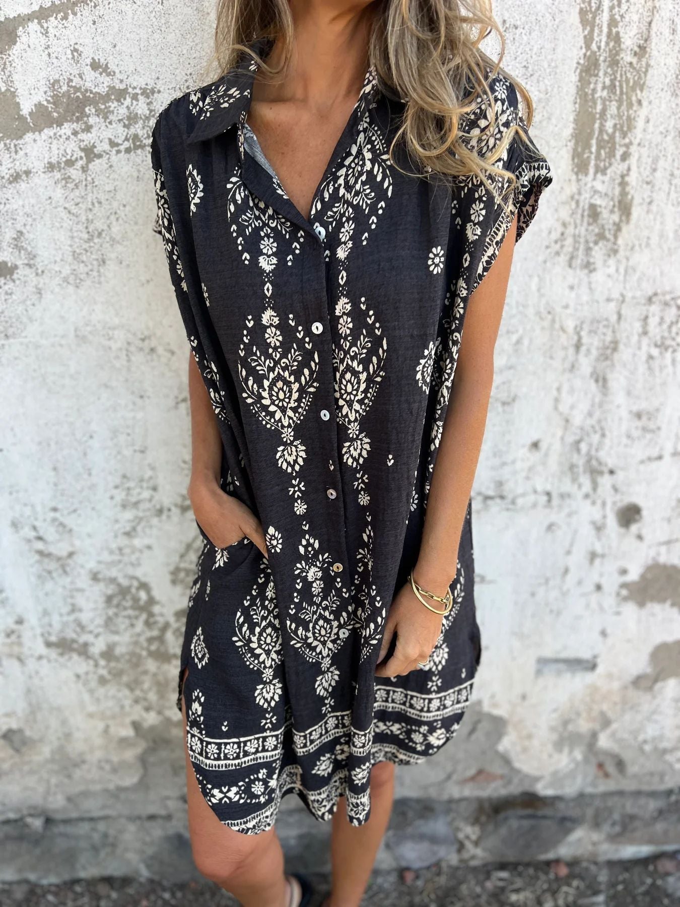 Comfortable Loose-Fit Cotton Linen Dress
