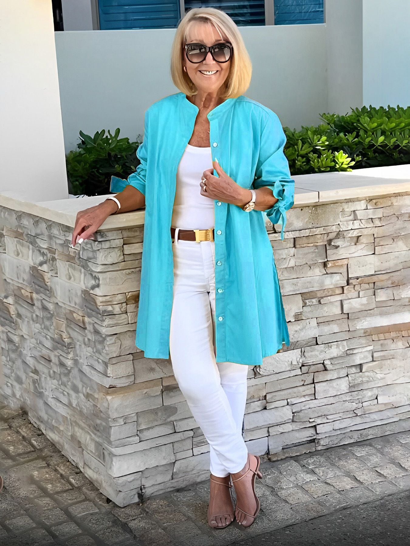 Women's Fashion Solid Color Cotton Shirt Needream Store