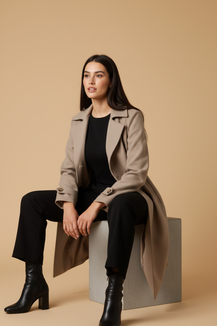 Amelia - Elegant Wool Trench Coat