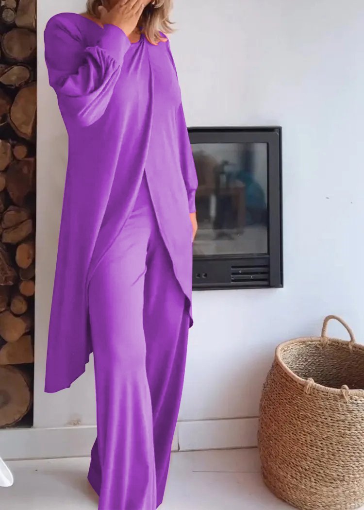 Elegant Spandex Top and Trousers Set