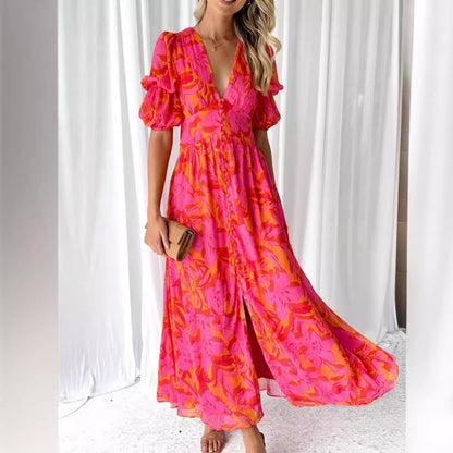 Serenity Breeze V-Neck Midi Dress