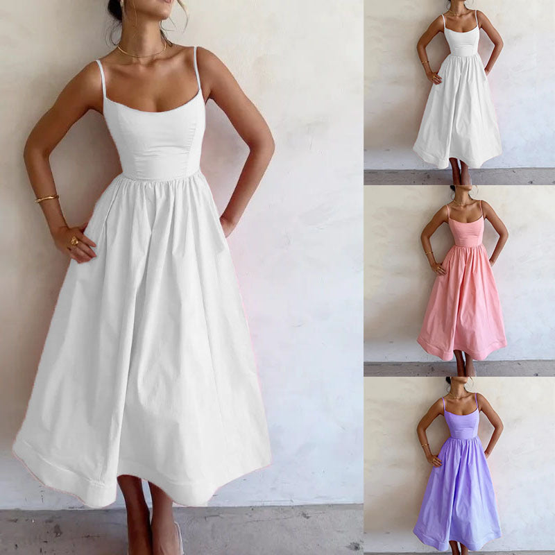 Jovie Elegant Spaghetti Strap Midi Dress