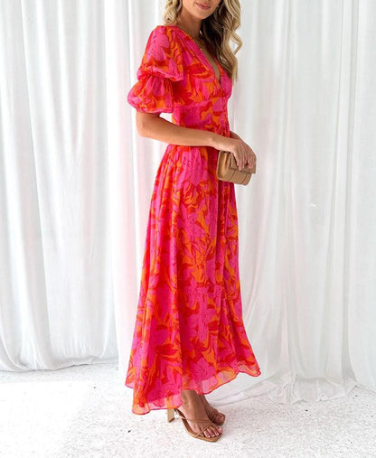 Serenity Breeze V-Neck Midi Dress