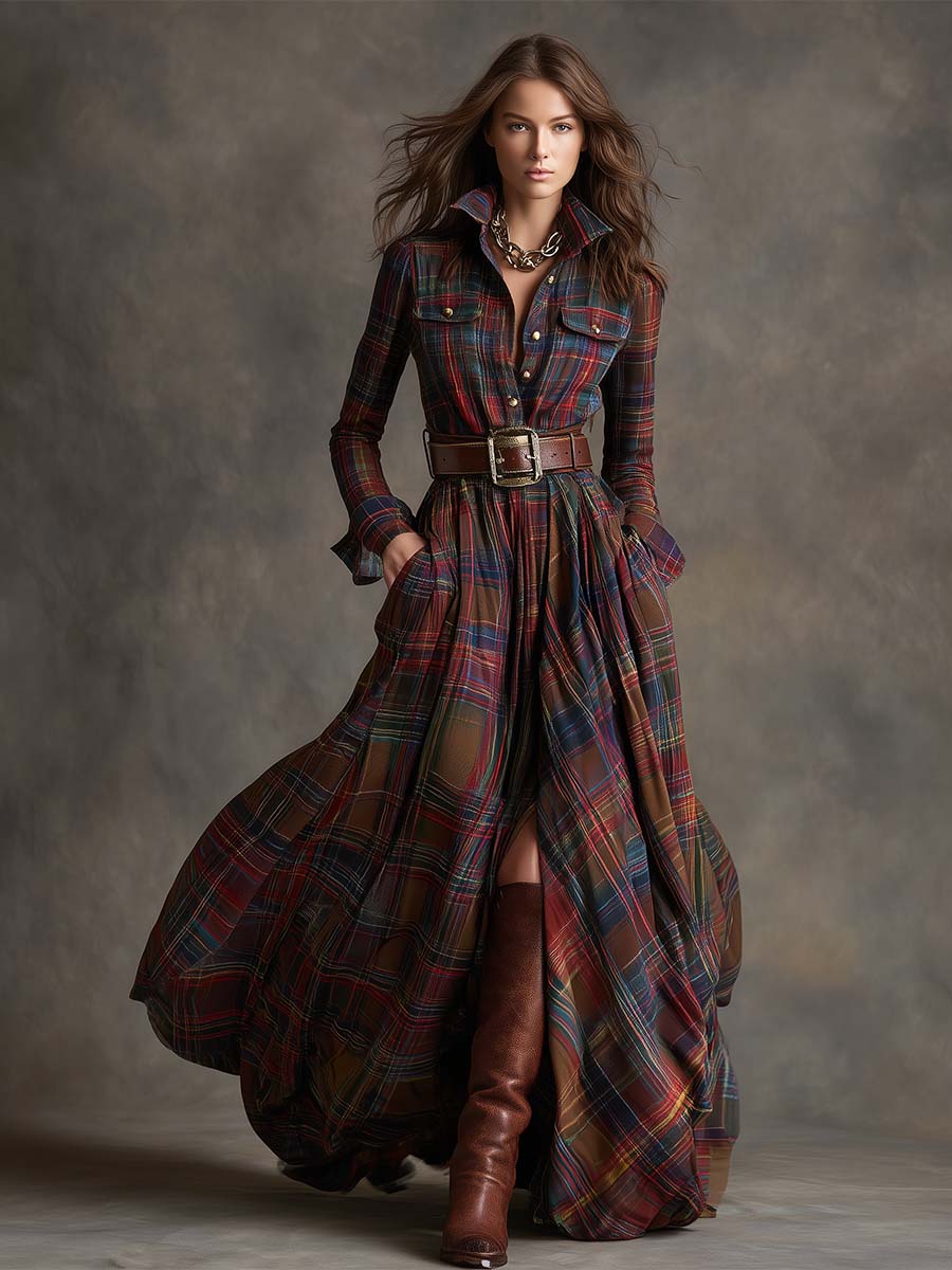Rowena | Tartan Flow Shirt Dress