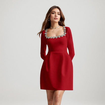 Velvet Floral Embellished Dress
