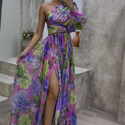 Amara One-Shoulder Floral Maxi Dress