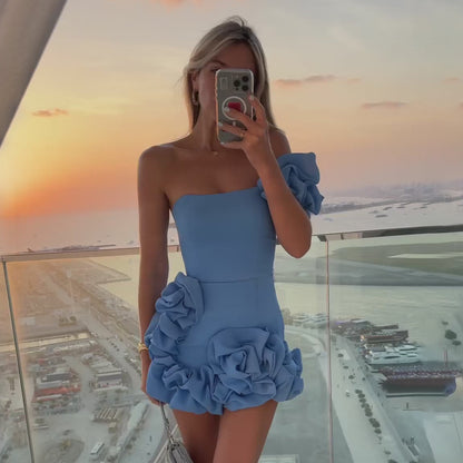 PetalMuse™ One-Shoulder Ruffle Mini Dress