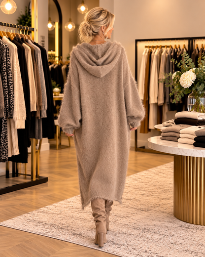 Sophia | Fuzzy Knit Hooded Oversized Dress