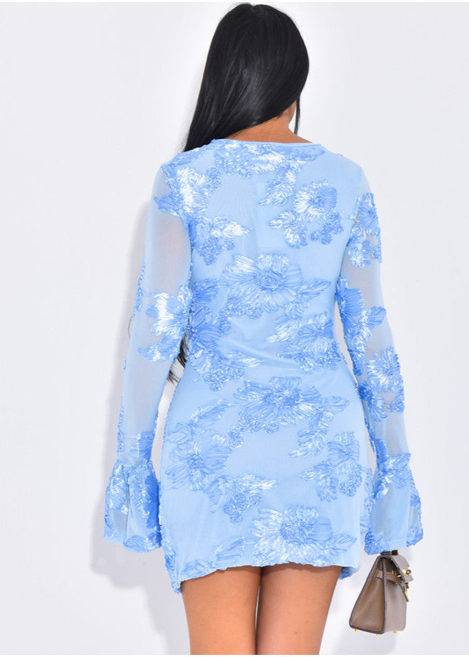 Elegant Backless Mesh Dress with Details
