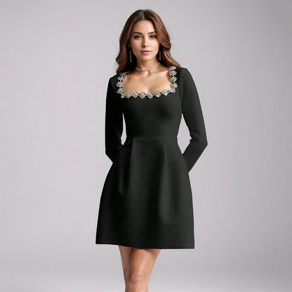 Velvet Floral Embellished Dress