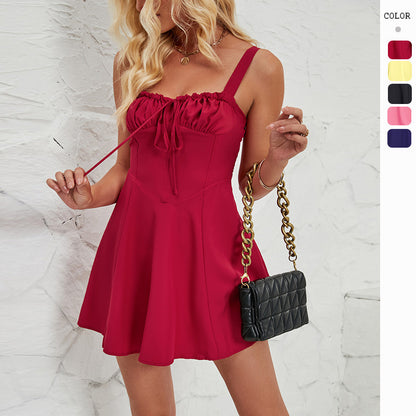 Short summer dress sleeveless solid color