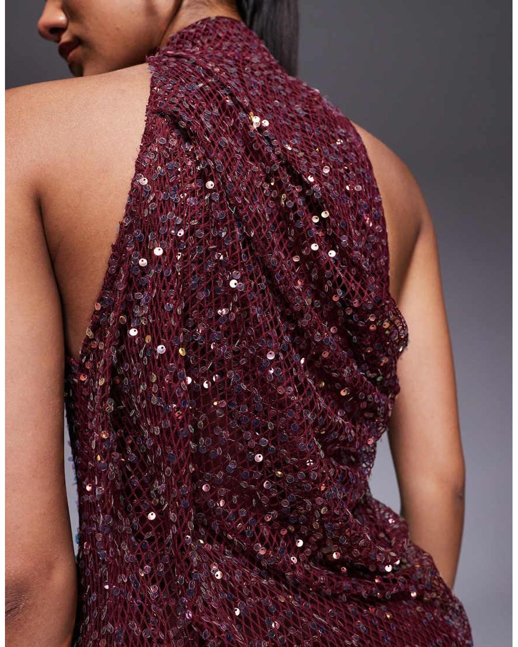 Luxe Bordeaux Halter Neck Maxi