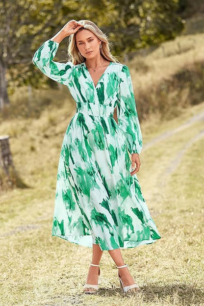 Breeze & Bloom V-Neck Maxi Dress