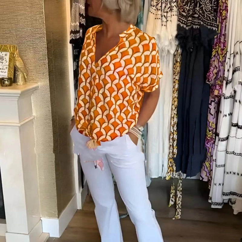 ChicVibe V-Neck Printed Top