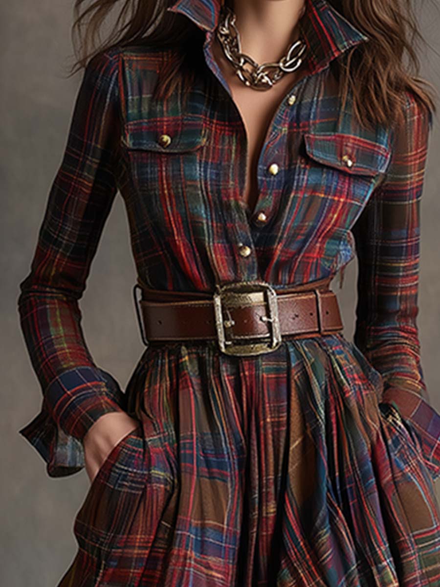 Rowena | Tartan Flow Shirt Dress
