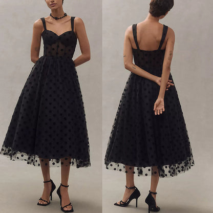 Celeste Polka Dot Tulle A-Line Dress