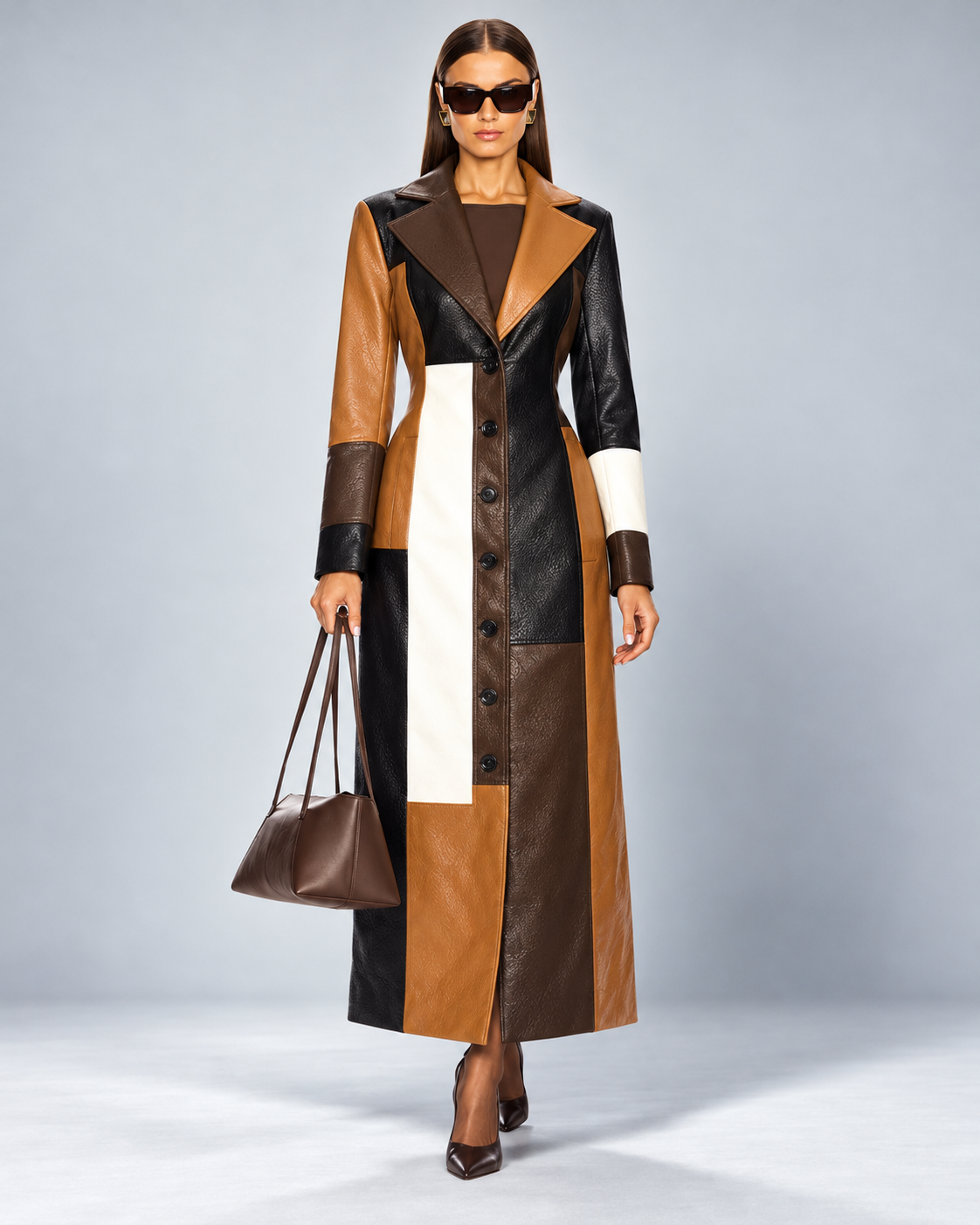 Mosaic Leather Coat