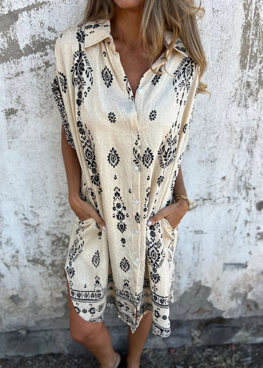 Comfortable Loose-Fit Cotton Linen Dress