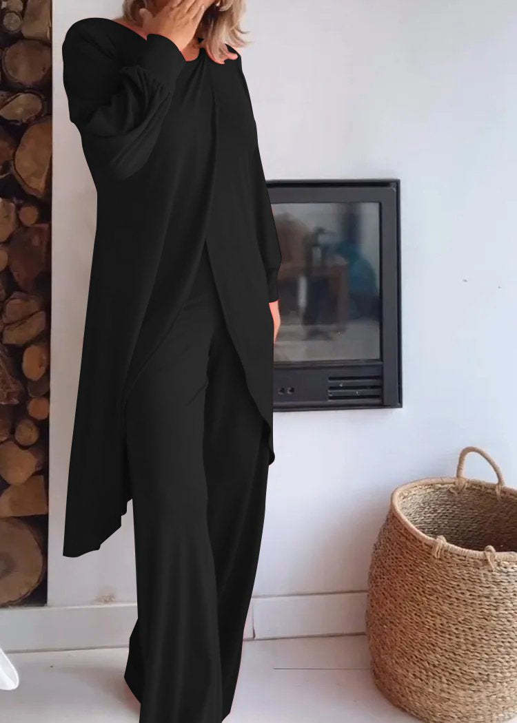 Elegant Spandex Top and Trousers Set
