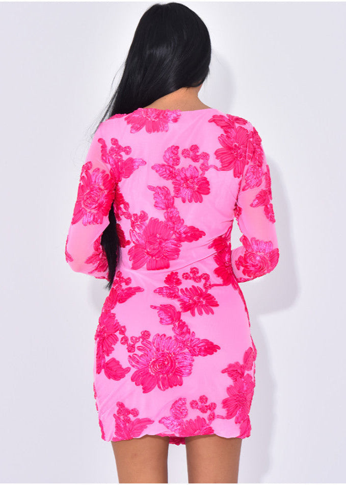 Elegant Backless Mesh Dress with Details