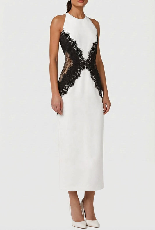 Barret Butterfly Lace Split Midi Dress