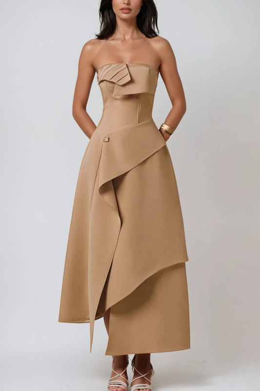 Bobby Strapless Asymmetric Maxi Dress