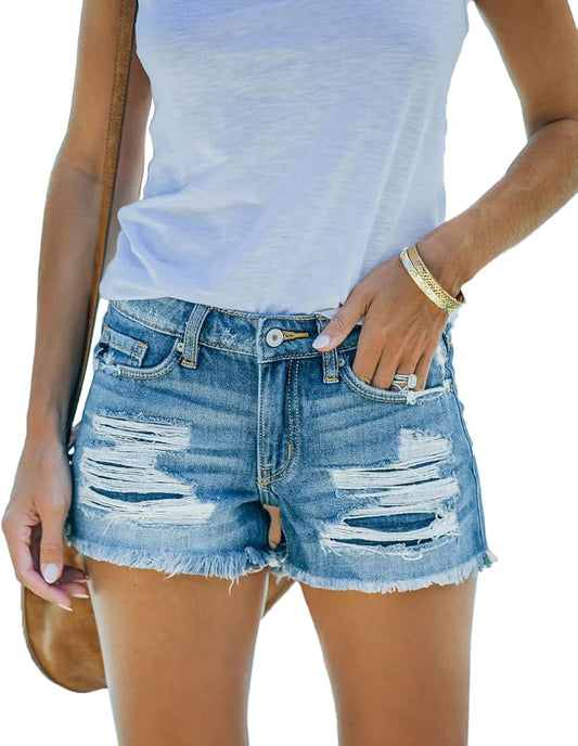 Confident Summer Tummy-Control Denim Shorts