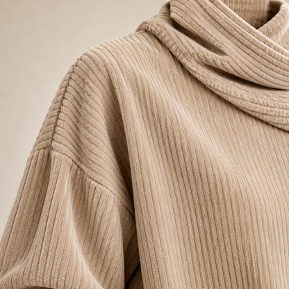 Wearbella | Funnel Collar Asymmetric Button Corduroy Top