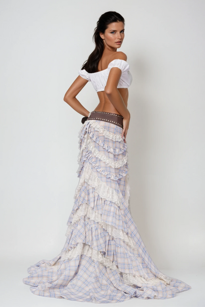 Cadoc Lace Up Crop Skirt Set
