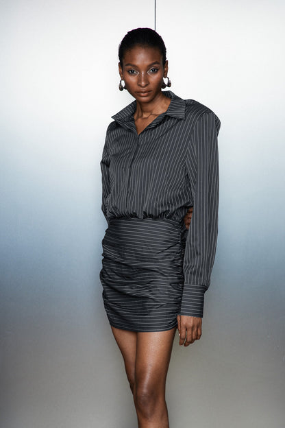 Catrine Stripe Ruch Skirt Set