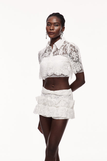 Catuxa Lace Cutout Bow Skirt Set