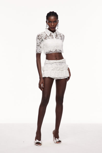 Catuxa Lace Cutout Bow Skirt Set