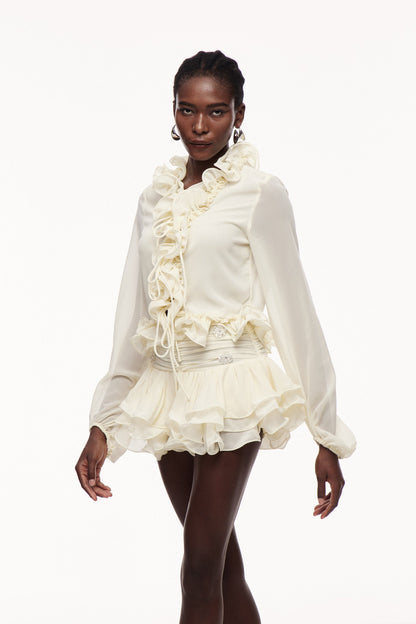 Cayden Ruffle Ruch Skirt Set