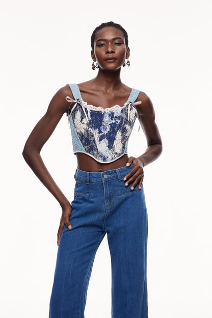 Celyn Print Sequin Corset Top