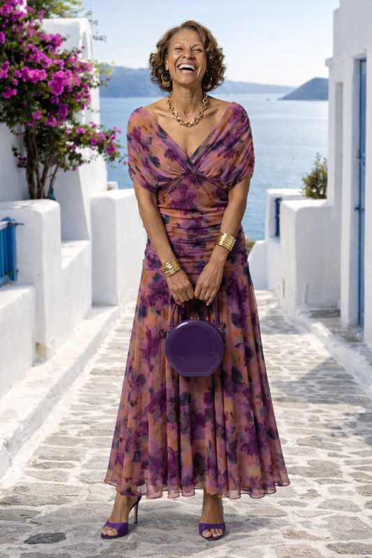 Calen Off Shoulder Flow Midi Dress