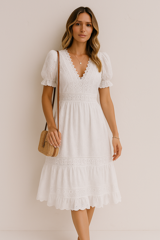 Women's Pleated V-neck Fashion Backless Dress