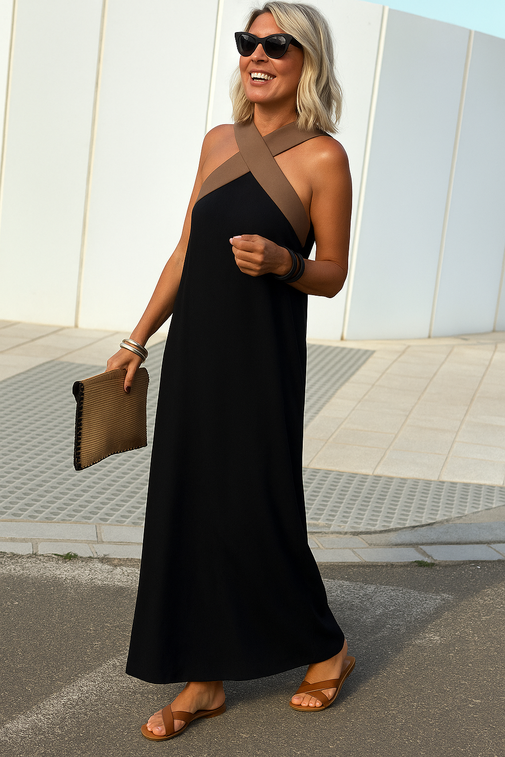 DELPHINE | DRESS WITH CROSSED CUT