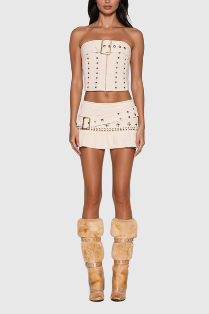 Ciannait Embellished Buckle Skirt Set