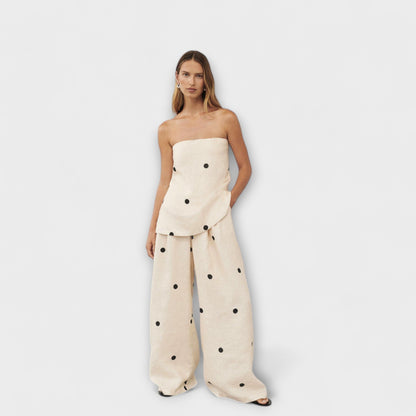 Milana – Polka Dot Set with Off-the-Shoulder Top
