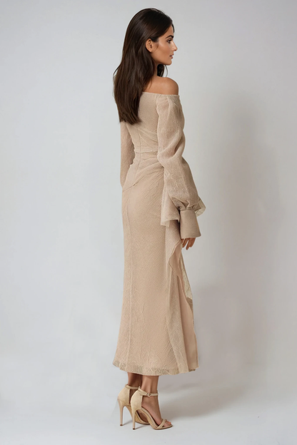 Deitra Asymmetric Ruch Maxi Dress