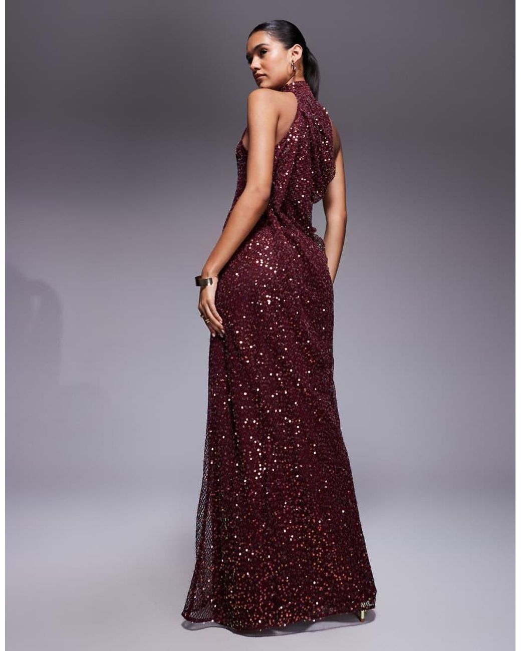 Luxe Bordeaux Halter Neck Maxi