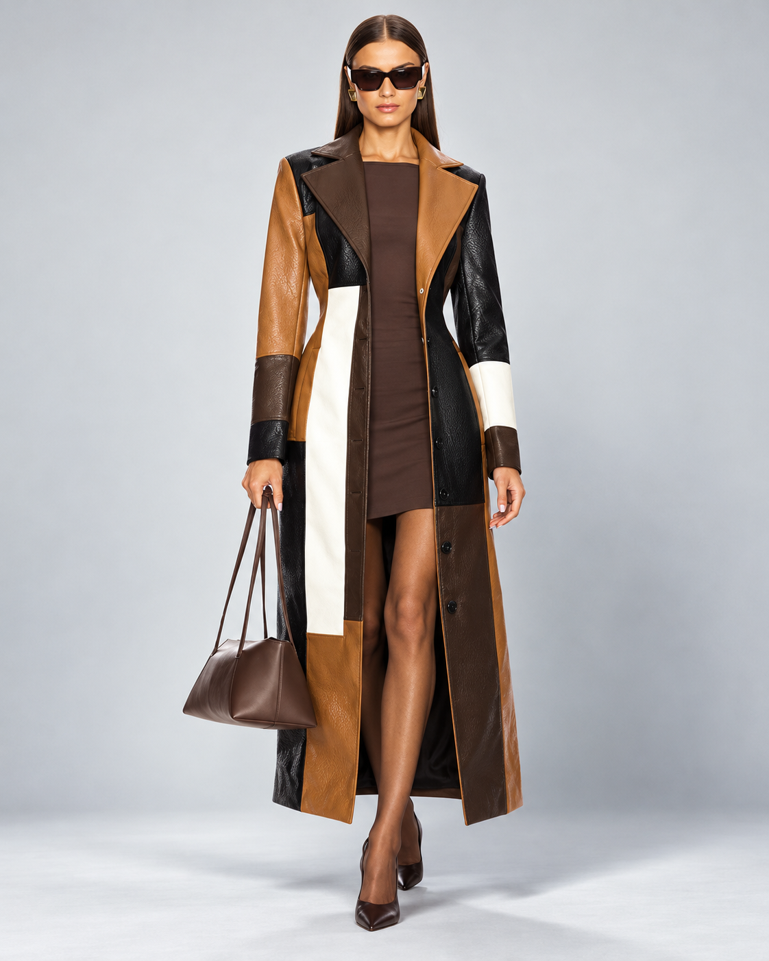 Mosaic Leather Coat