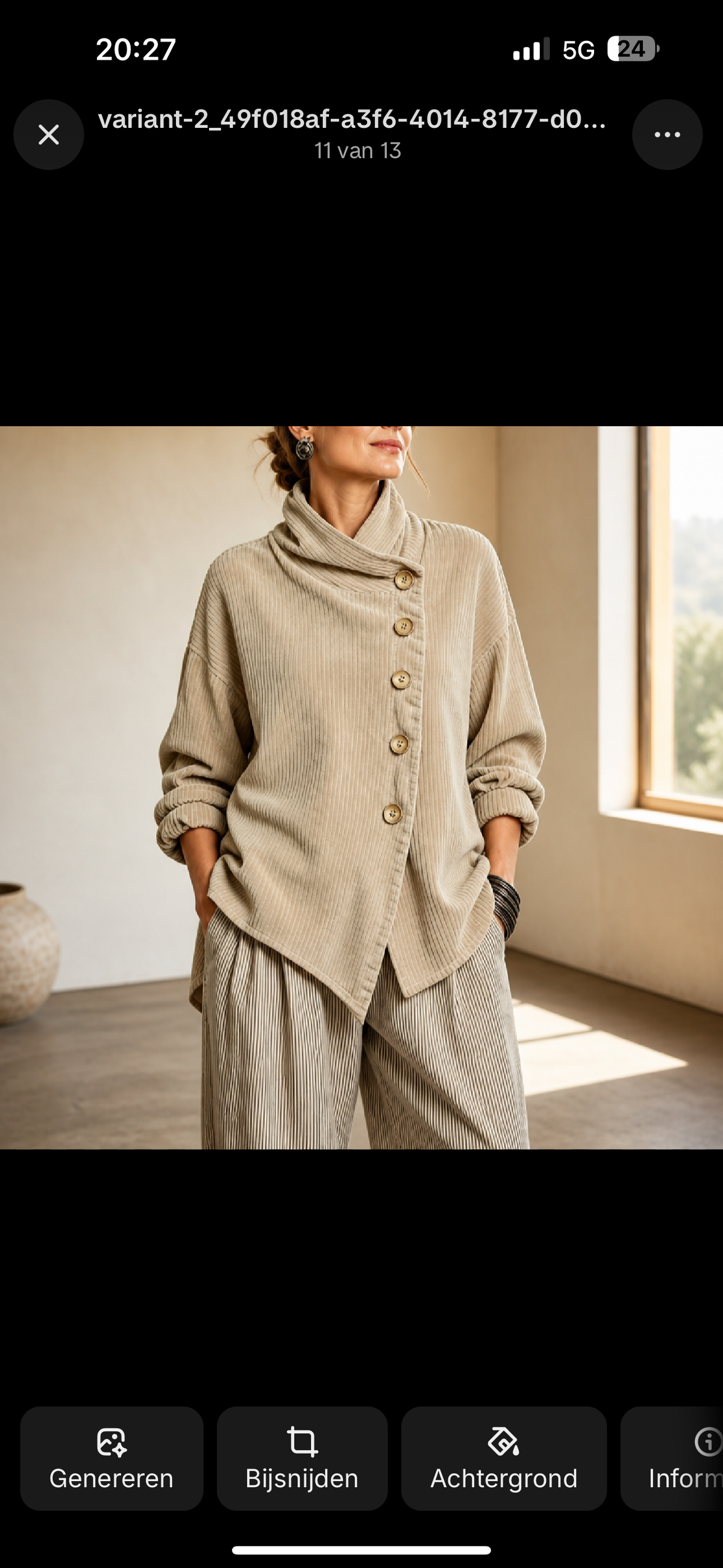 Wearbella | Funnel Collar Asymmetric Button Corduroy Top