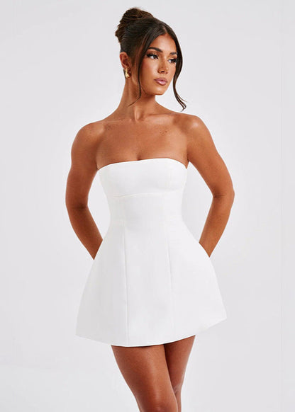 Fashion Tube Dress Summer Solid Color Sasual Backless Slim Short Dresses Party Womens Clothing